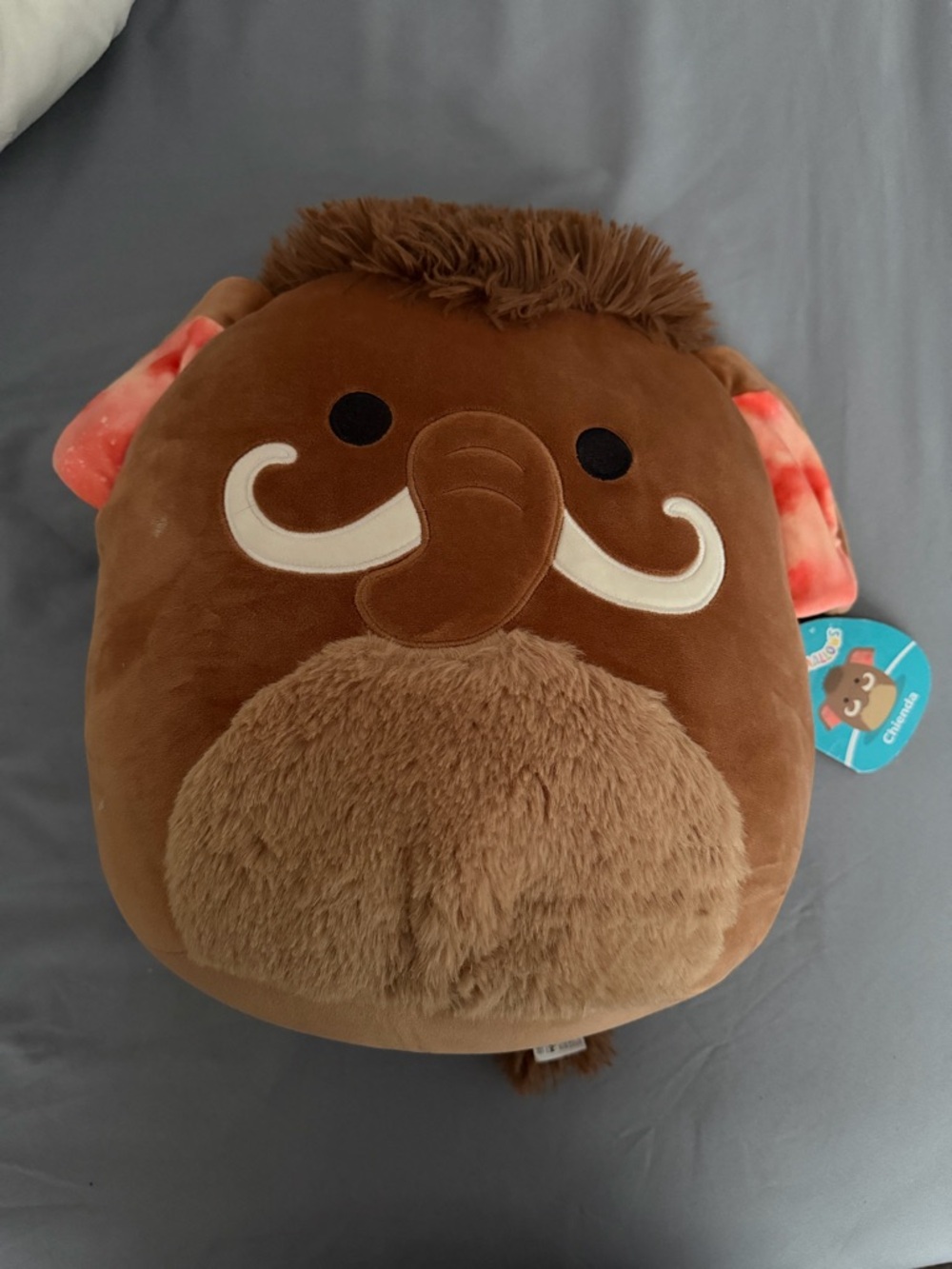 Squishmallows Brown Mammoth Plush with Pink Accent Ears